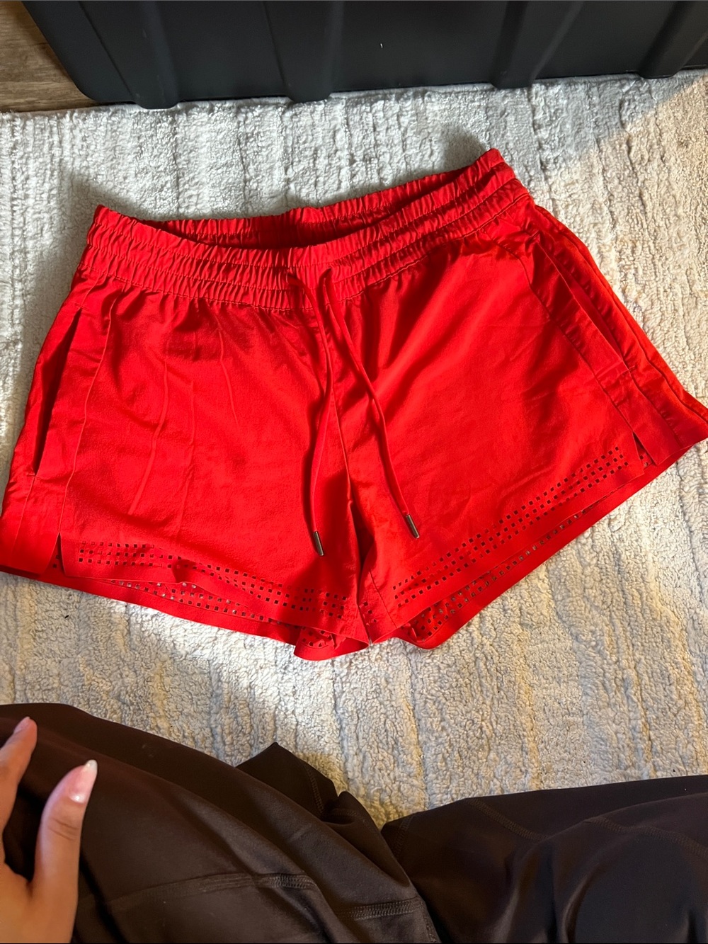Athleta Red Laser-Cut Athletic Shorts